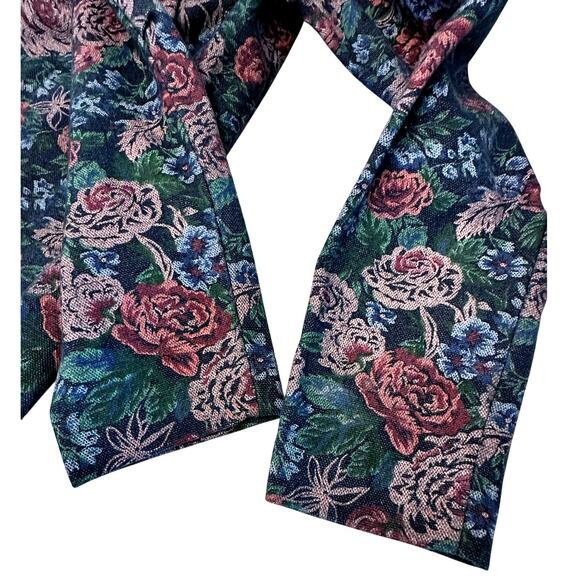 Handmade Floral Print Denim Dark Cabbage Rose Woman’s Jacket Very Good Condition - Picture 6 of 9